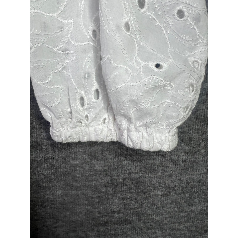 Preston & York Womens White Eyelet Shift Dress Long Sleeve Cotton 10 - Picture 4 of 12